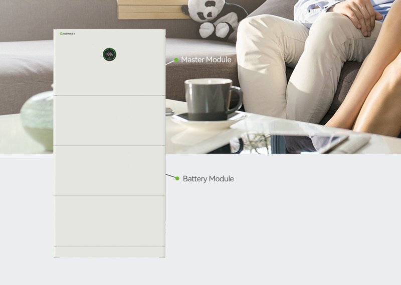 Growatt APX modular home battery in a living room
