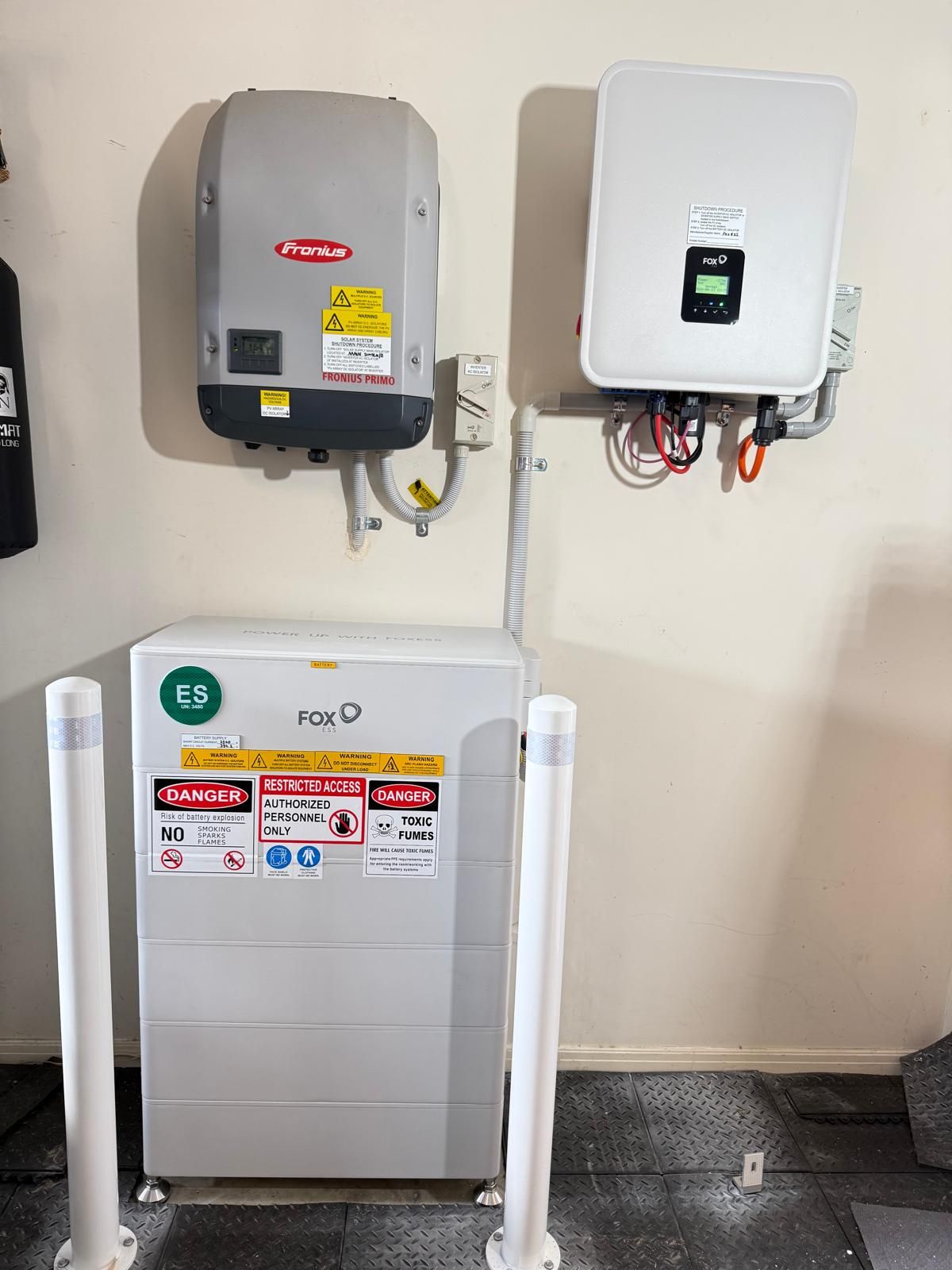 Battery retrofitted beside an existing solar inverter