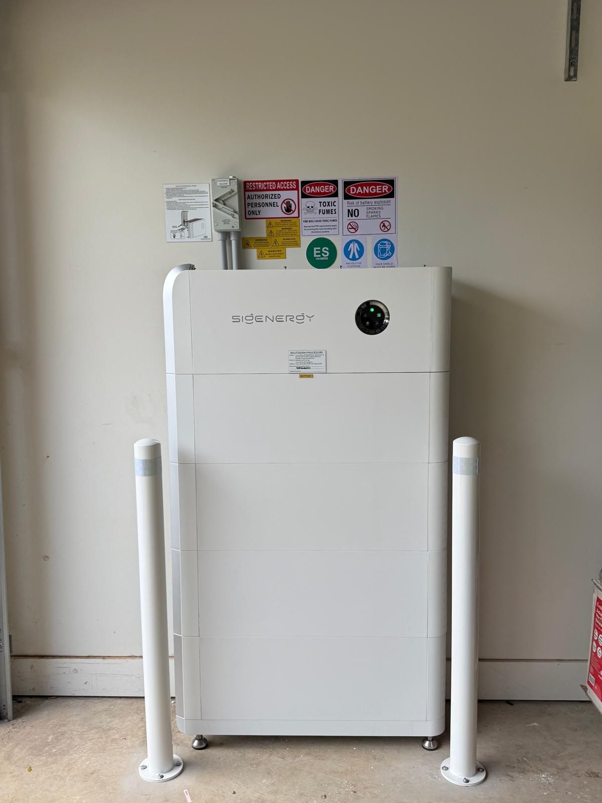 Sigenergy SigenStor all-in-one battery system installed in a garage